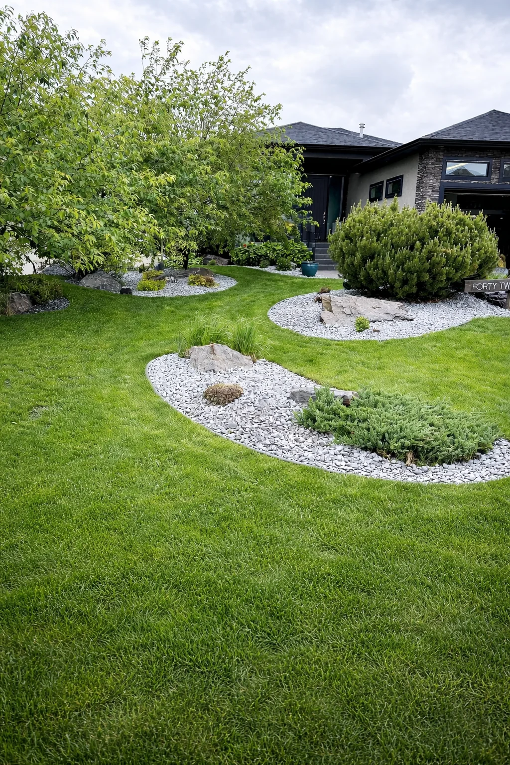 No Bs Yardwork crew working on a residential yard in Winnipeg